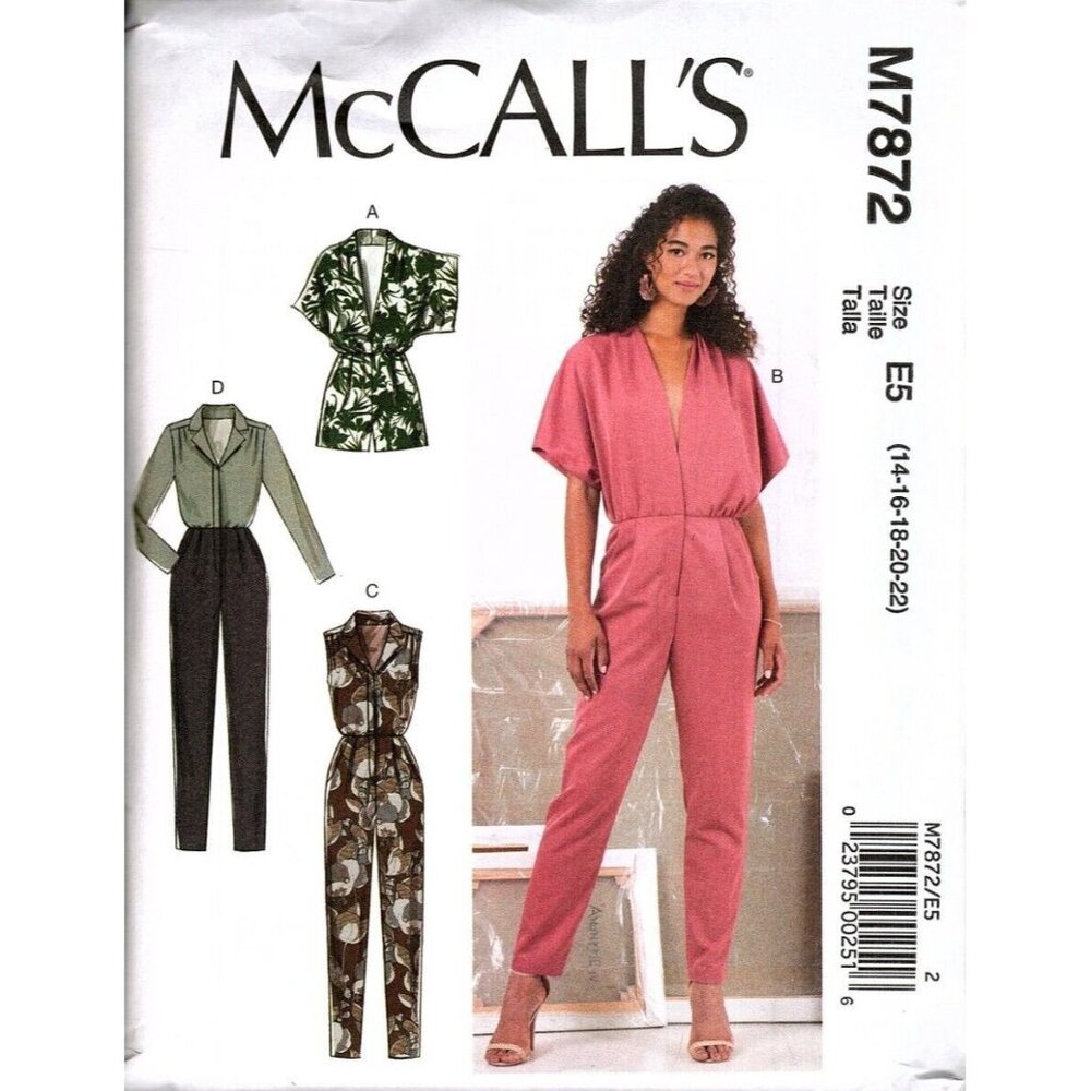 McCall's M7872 Misses 14 to 22 Jumpsuit and Rompers Uncut Sewing Pattern